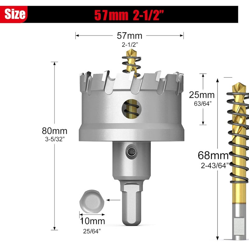 GSTK Upgrade Heavy Duty Carbide Hole Saw, Metal Steel Hole Saw Drill Bit, TCT Hole Cutter-Alloy Hardness Upgrade, Life Upgrade,Use for Stainless Steel, mild Steel, Iron, Copper,etc (57mm|2-1/4") - Image 2